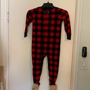 Carter's Red and Black Buffalo Plaid Footed One-Piece Pajamas